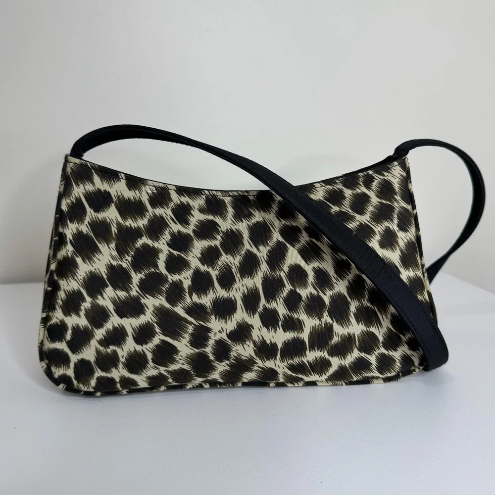 Kathy Ireland Y2K Vintage Animal Print Leopard Neutral Shoulder Bag Nylon
